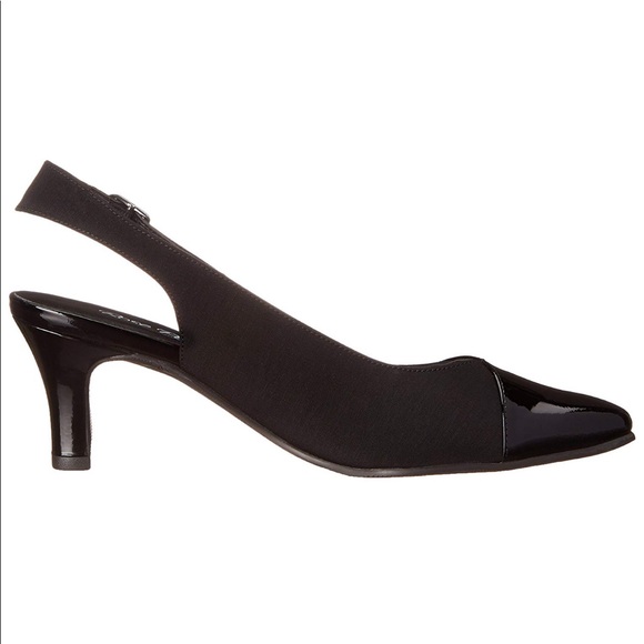 Black Kitten Heel Closed Toe Slingback Pump - Picture 6 of 7